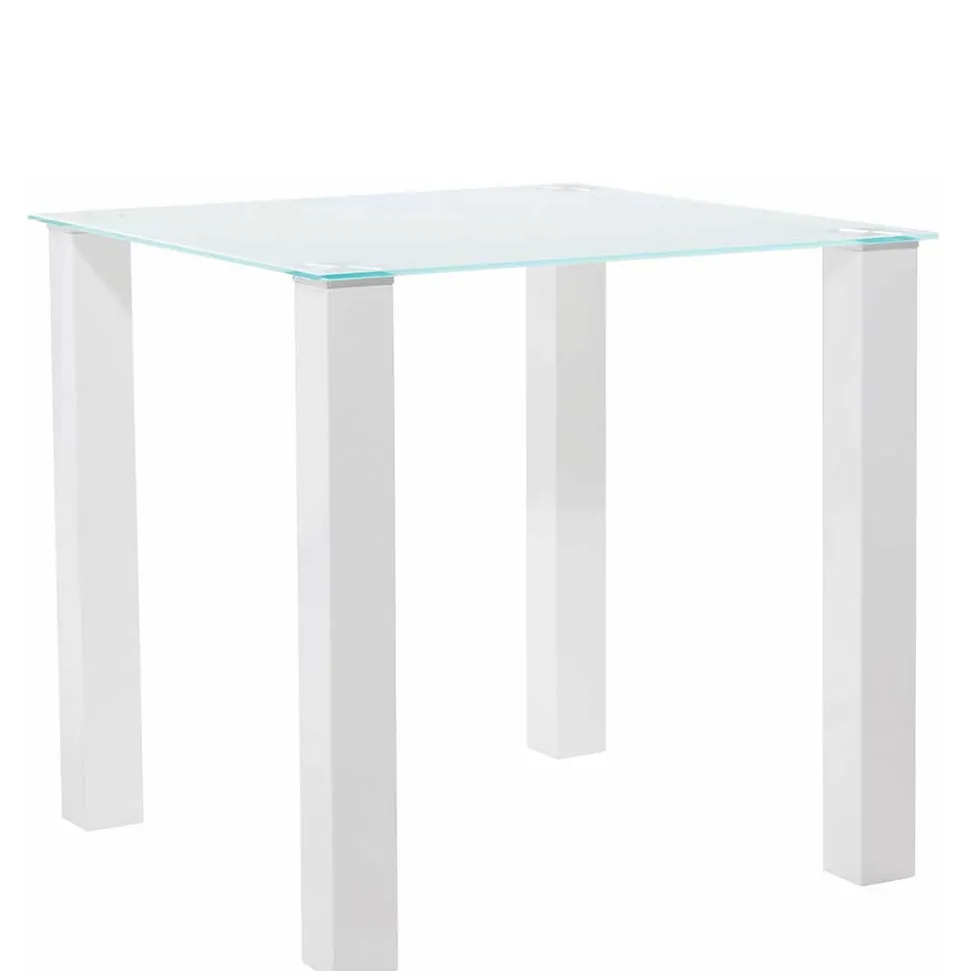 Weißer Hochglanz Tisch mit Glasplatte - Richard