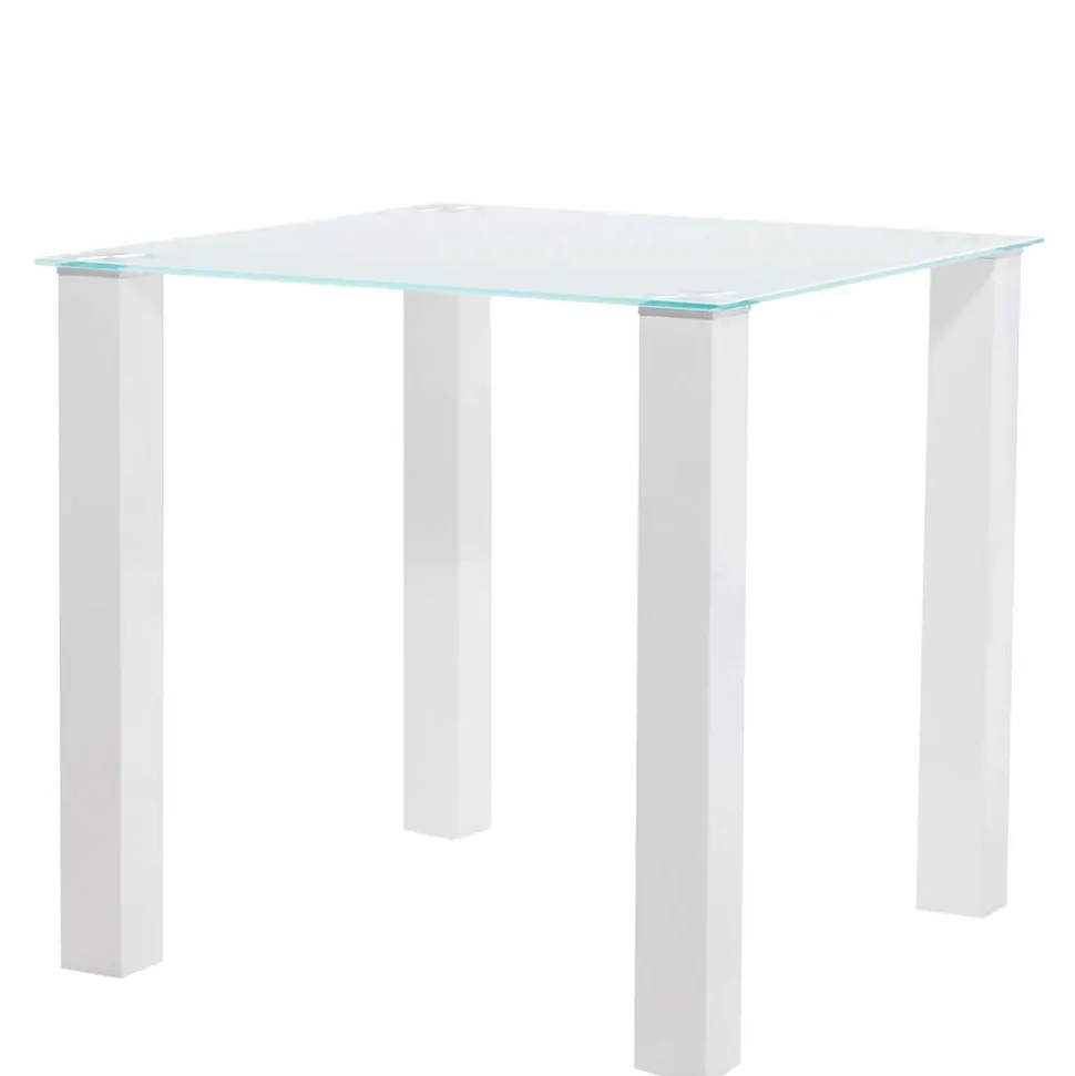 Weißer Hochglanz Tisch mit Glasplatte - Richard
