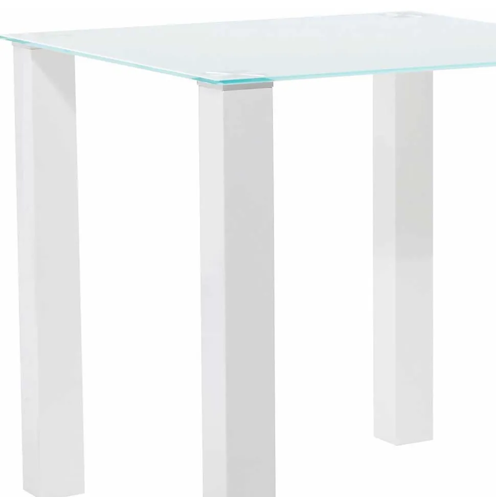 Weißer Hochglanz Tisch mit Glasplatte - Richard