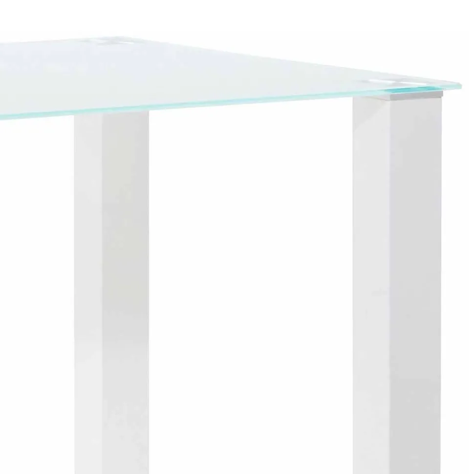 Weißer Hochglanz Tisch mit Glasplatte - Richard