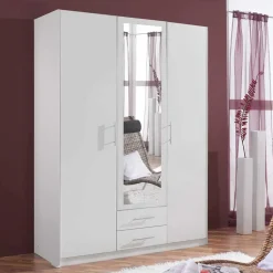 Weißer Kleiderschrank mit zwei Schubladen & drei Türen - Catrizia