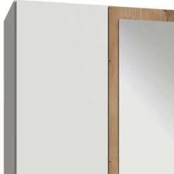 Weißer Kleiderschrank mit Plankeneiche 225 cm breit - Leela