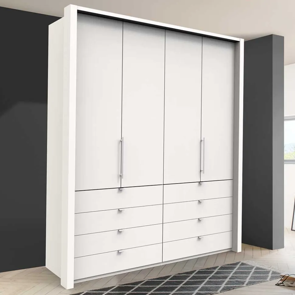 Weißer Kombi-Kleiderschrank mit acht Schubladen - Donpiave