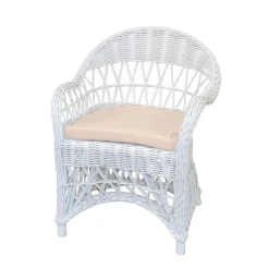Weißer Korbsessel aus Rattan Geflecht - Kuraico
