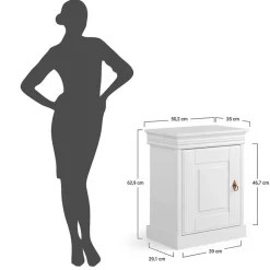 Weißer Landhaus Nachtschrank 1-türig - Presto