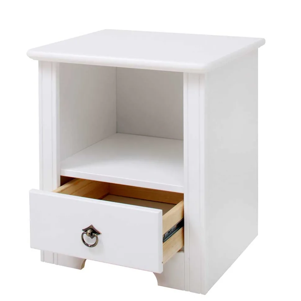 Weißer Nachttisch mit großem Fach - Velriva