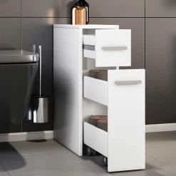 Weißer Nischenschrank mit Schublade und Auszug - Gransov