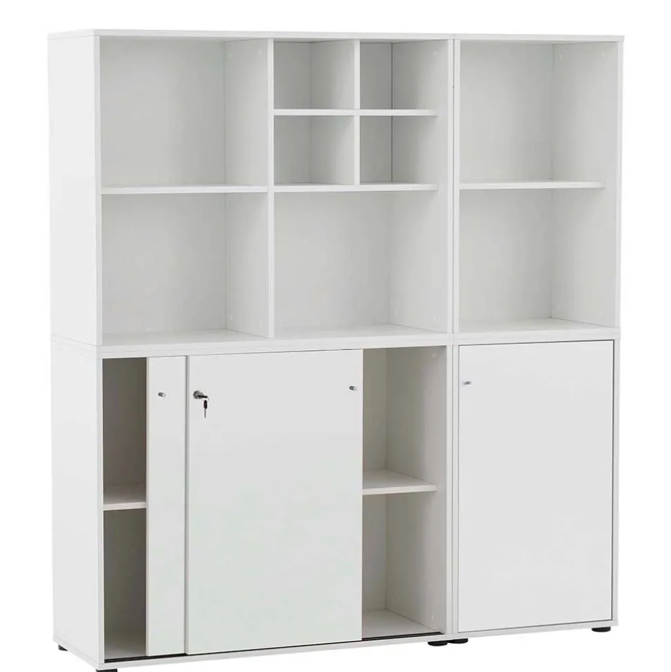 Weißer Office Aktenschrank 168 cm hoch - Empire
