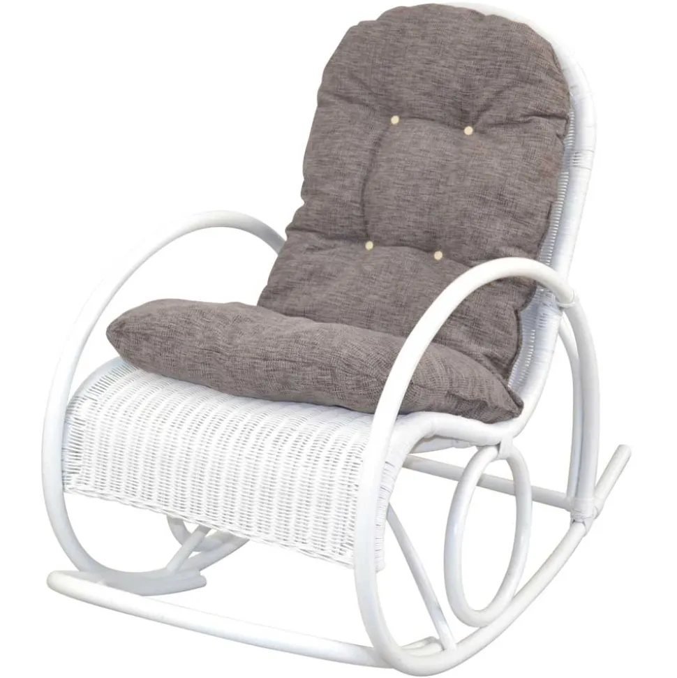 Weißer Schaukelstuhl aus Rattangeflecht - Vilatata