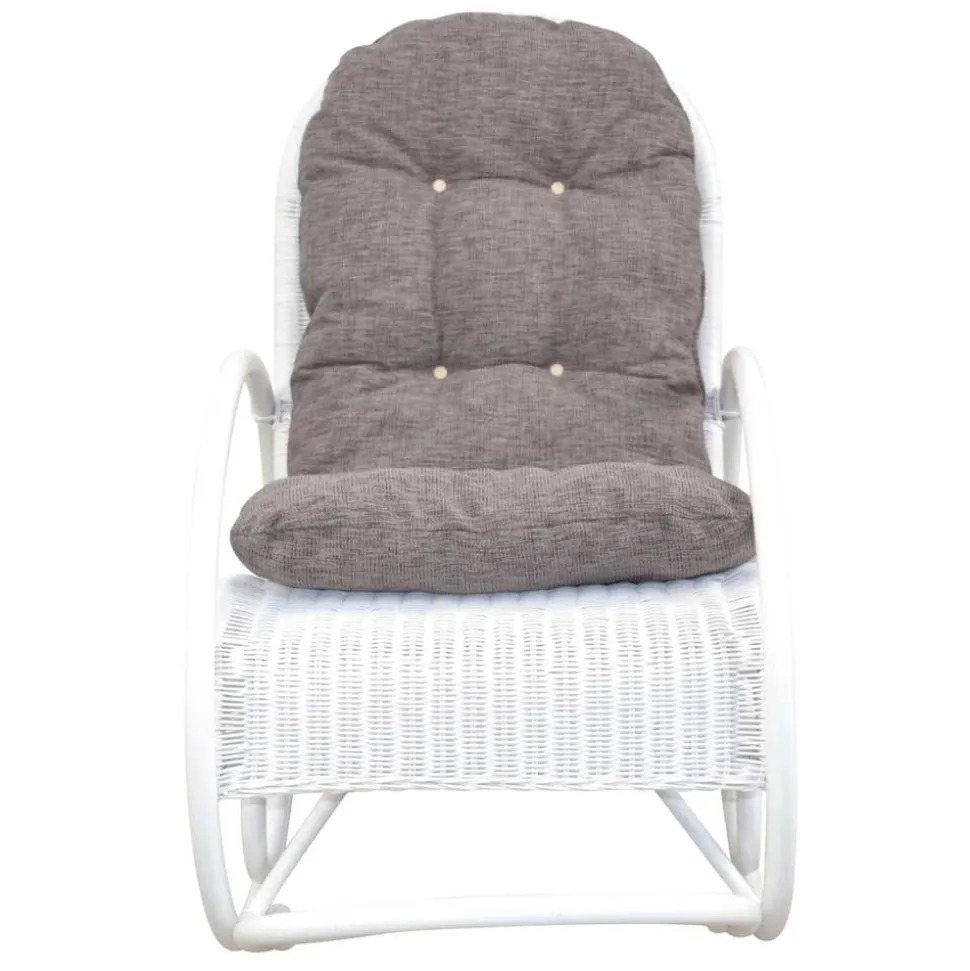 Weißer Schaukelstuhl aus Rattangeflecht - Vilatata