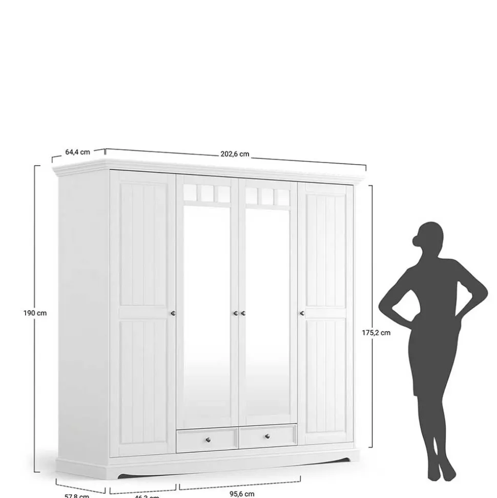 Weißer Schlafzimmerschrank im Landhausstil - Indico