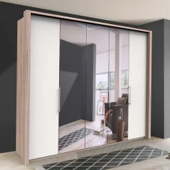 Weißer Schlafzimmer-Schrank mit Spiegeln - Vaclyn