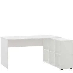 Weißer Schreibtisch mit seitlichem Regal - Obtin