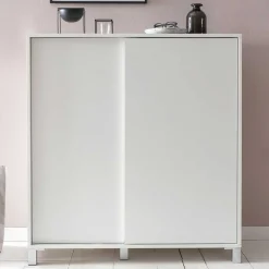 Weißer Schuhschrank mit praktischen Schiebetüren - Hank