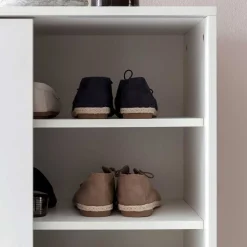 Weißer Schuhschrank mit praktischen Schiebetüren - Hank