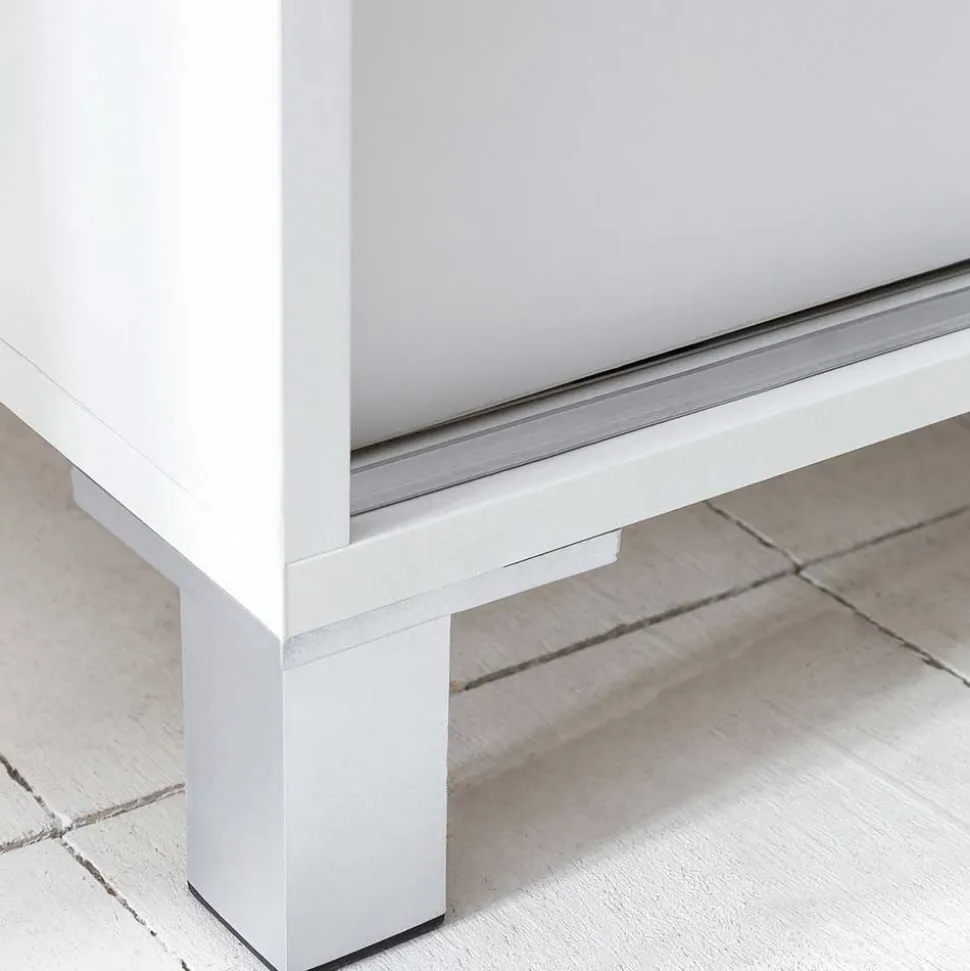 Weißer Schuhschrank mit praktischen Schiebetüren - Hank