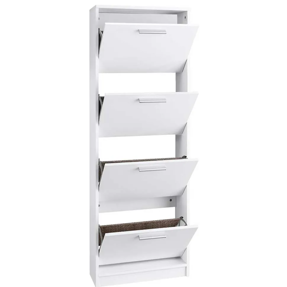 Weißer Schuhschrank mit vier Schuhwalzen - Badryca