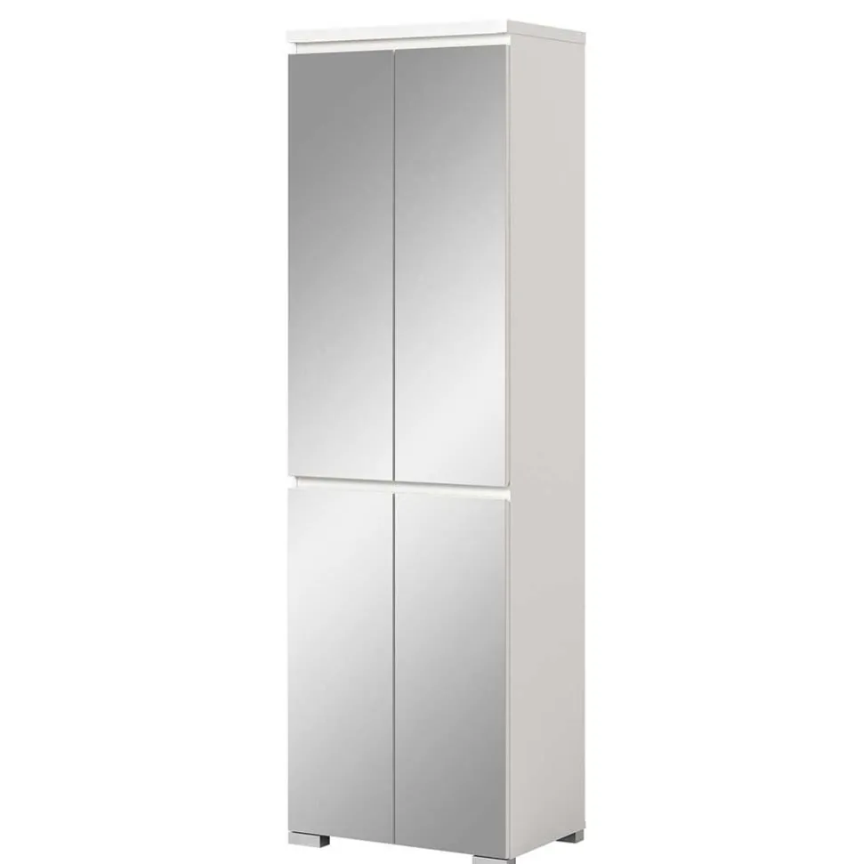 Weißer Schuhschrank mit vier Spiegeltüren - Dany
