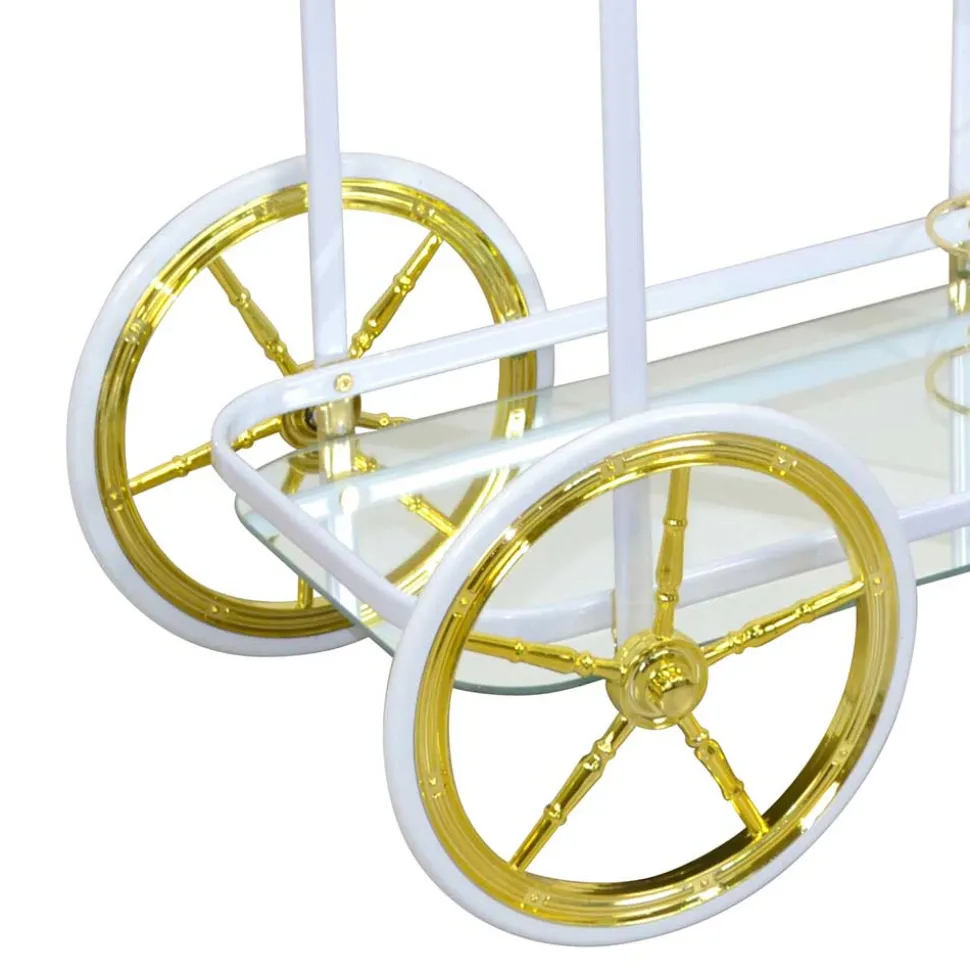 Weißer Servierwagen mit Spiegelglas - Charon
