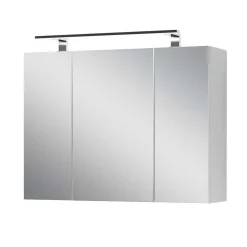 Weißer Spiegelschrank mit LED Licht - 3-türig - Rumanian