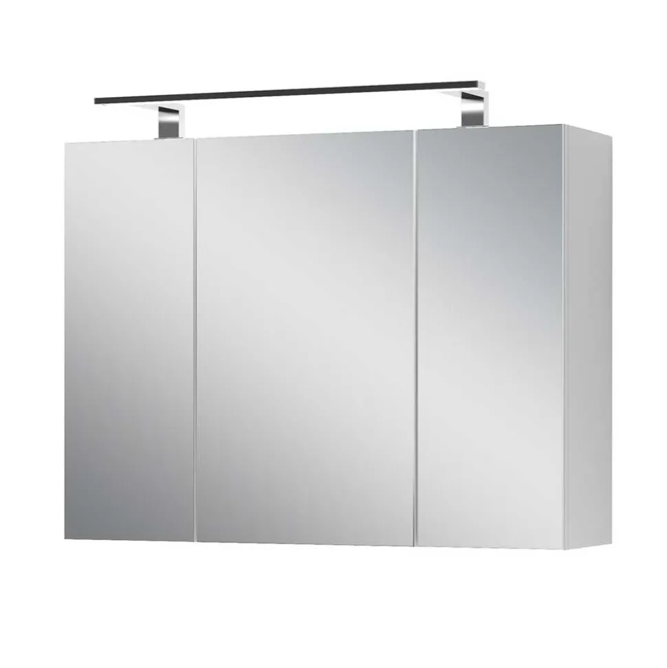 Weißer Spiegelschrank mit LED Licht - 3-türig - Rumanian