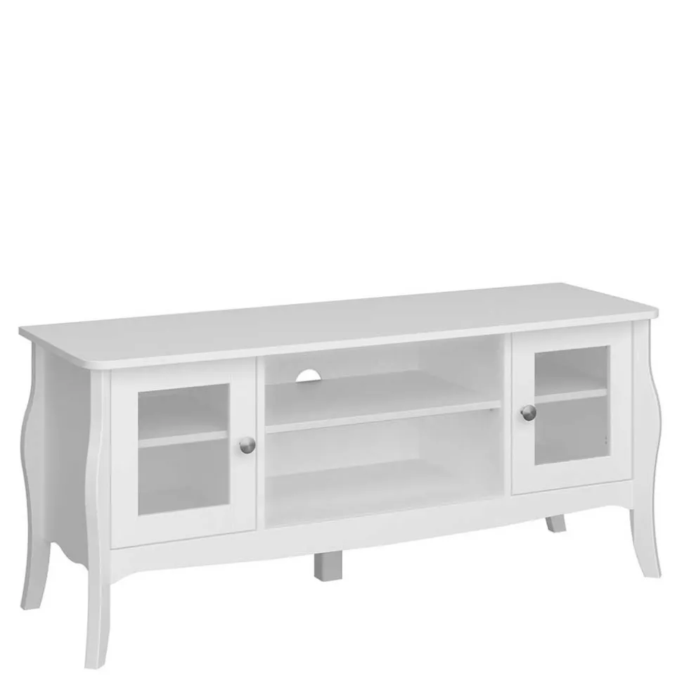 Weißer TV Unterschrank mit zwei Glastüren - Dosalino