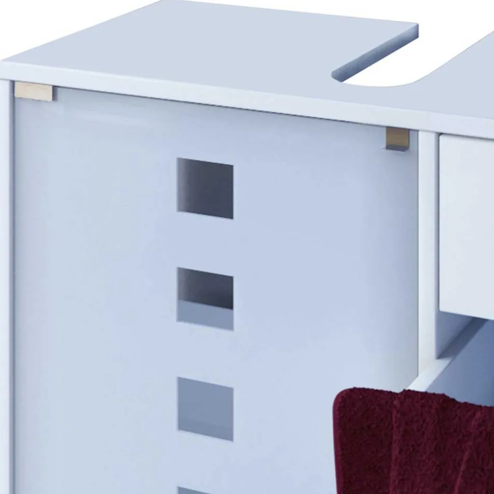 Weißer Unterbeckenschrank mit Milchglas-Tür - Eiken