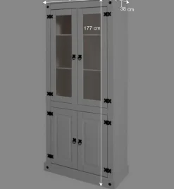 Weißer Vitrinenschrank aus Kiefer - Sergio