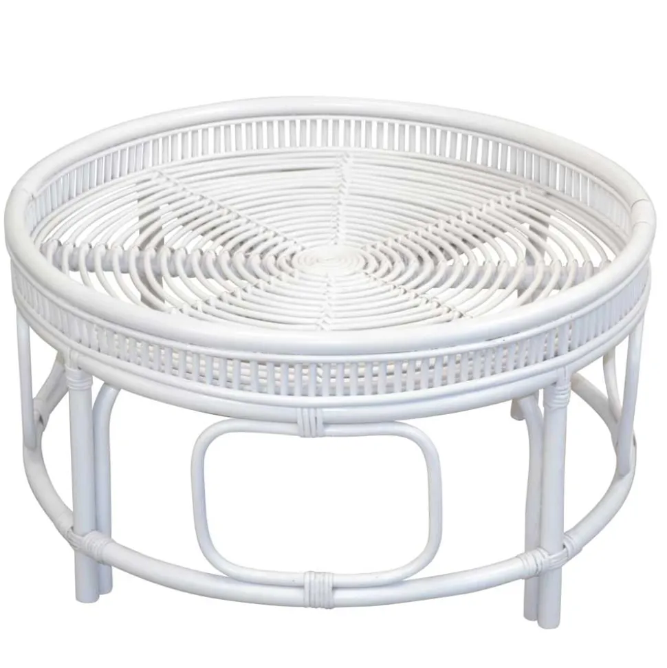 Weißer Wohnzimmertisch aus Rattan - Lovran