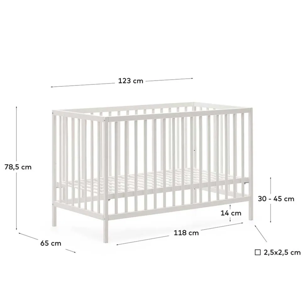 Weißes Babybett mit Rundum-Gitter - Tijong
