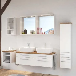 Weißes Bad Set mit Doppelwaschtisch - Enwicos I (sechsteilig)