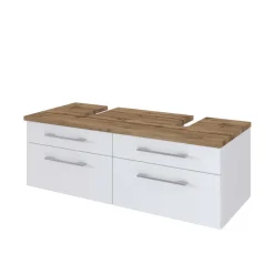 Weißes Bad Set mit Doppelwaschtisch - Enwicos I (sechsteilig)