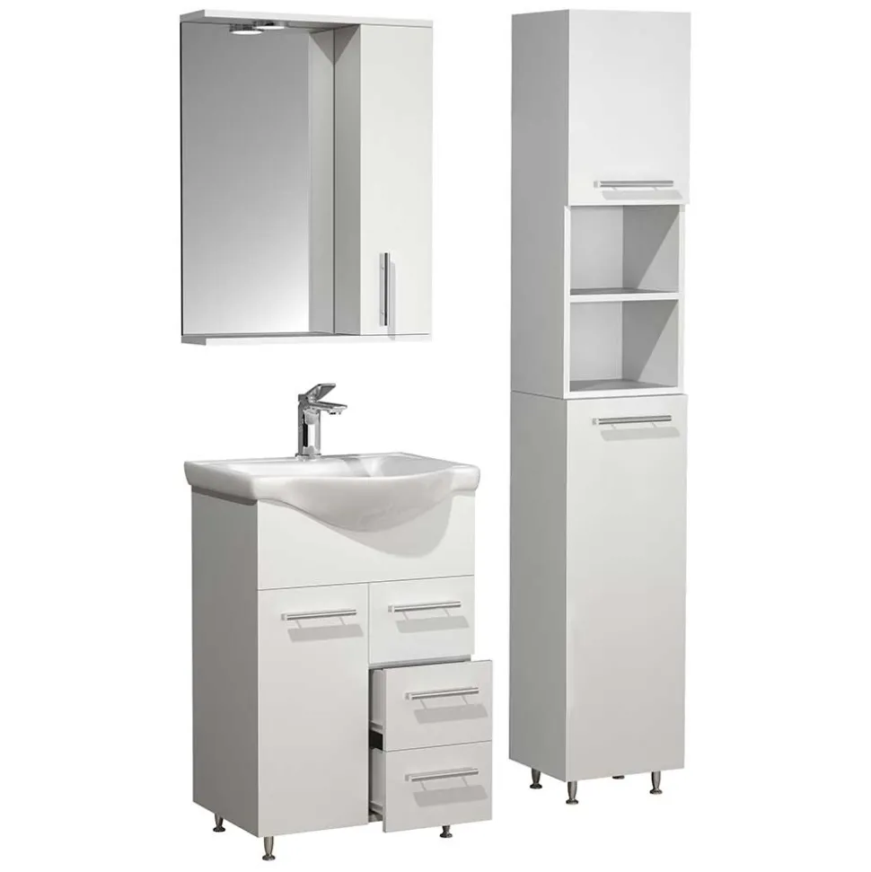 Weißes Badezimmer Möbelkombi - Nancyssa (dreiteilig)