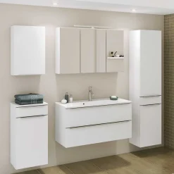Weißes Badezimmermöbel Set groß - Livendas (fünfteilig)
