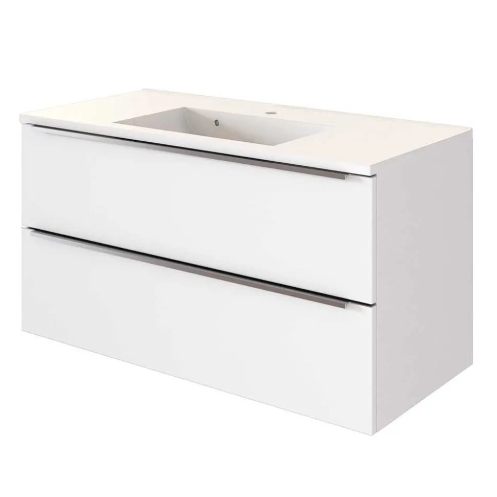 Weißes Badezimmermöbel Set groß - Livendas (fünfteilig)