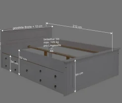 Weißes Bett & Nachttische - Velriva (dreiteilig)
