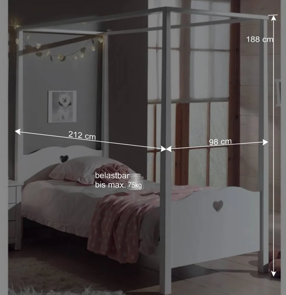 Weißes Bett Grandory mit Himmel