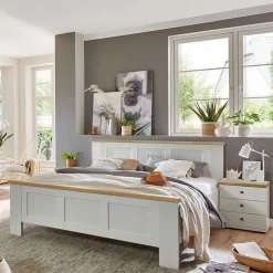 Weißes Bett im Country Style mit Absetzung - Ignacio