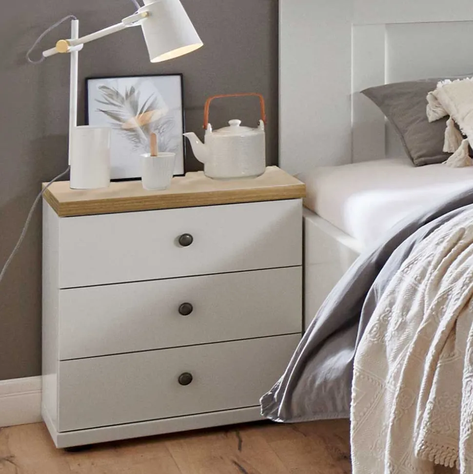 Weißes Bett im Country Style mit Absetzung - Ignacio