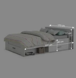 Weißes Bett 160x200 cm mit Stauraum - Monja