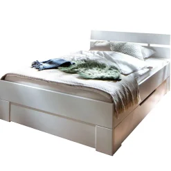 Weißes Bettgestell aus Fichte Massivholz - Snoudy