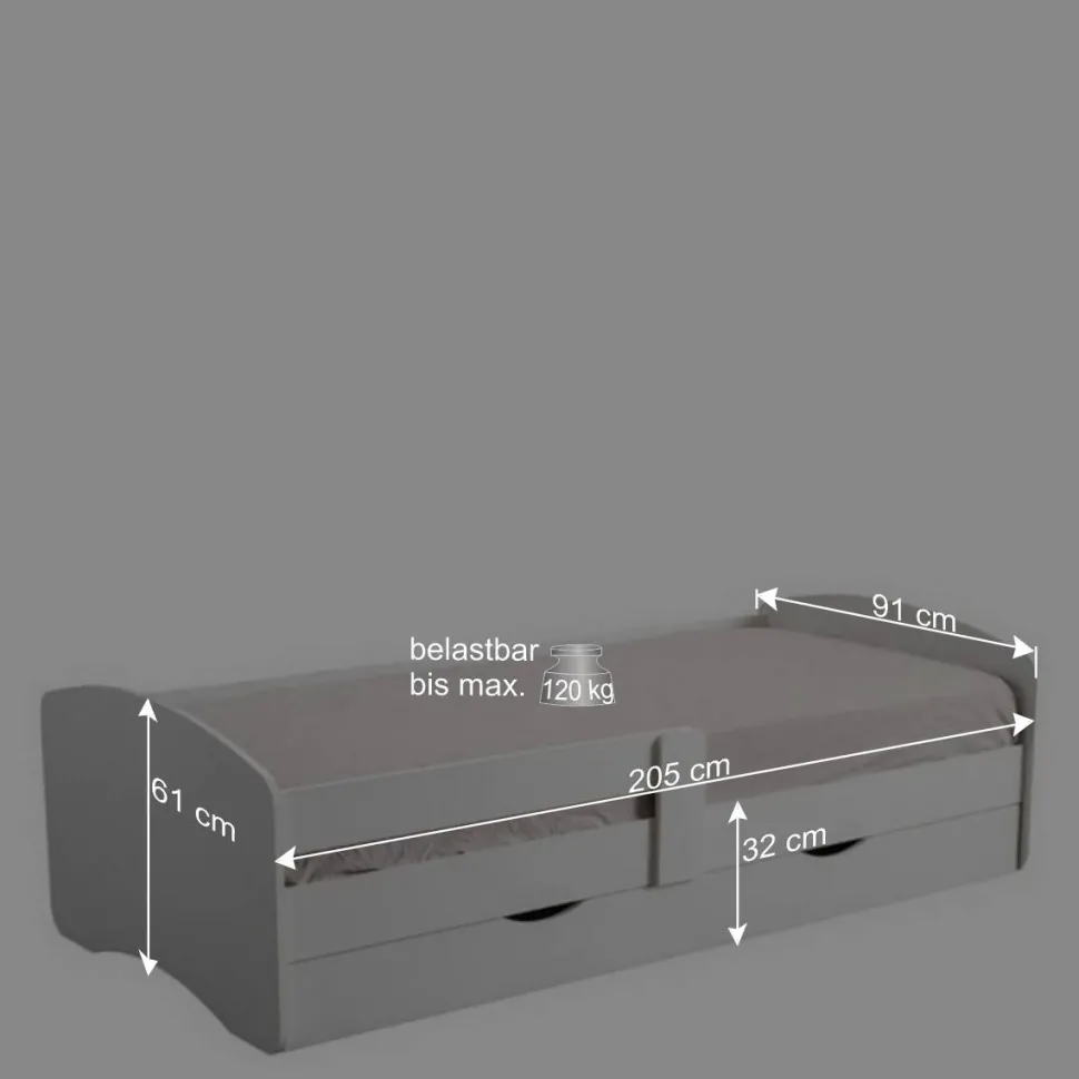 Weißes Bettgestell mit Bettschublade - Variona