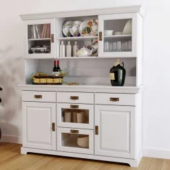 Weißes Buffet Schrank aus Kiefer massiv - Akbelev