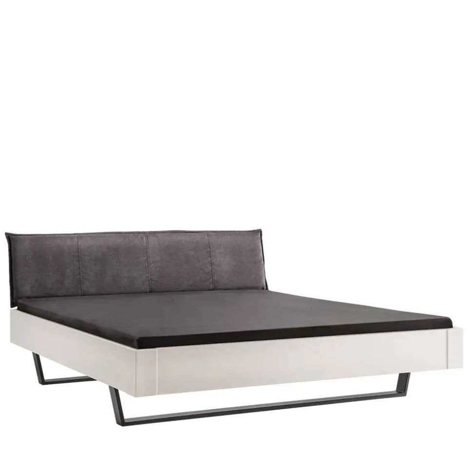 Weißes Designbett mit Stoff-Kopfteil - Fanos