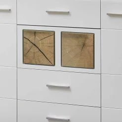 Weißes Design-Sideboard mit Glas & LED - Lisepio