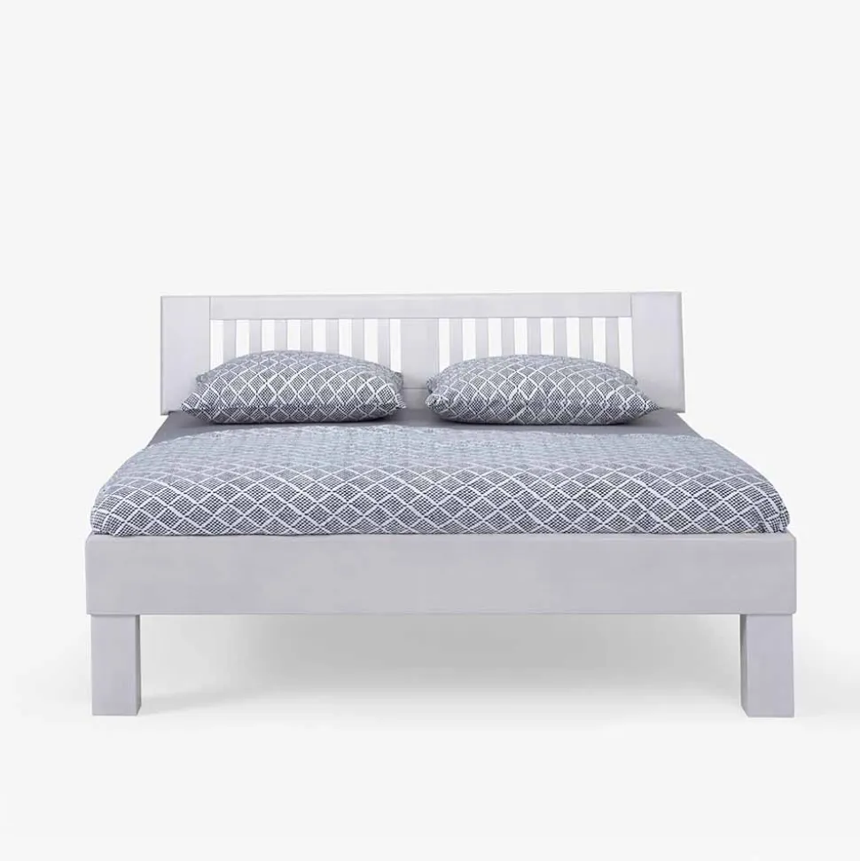 Weißes Doppelbett Calicantas aus Buche Massivholz