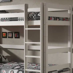 Weißes Etagenbett mit Ausziehbett - Sun