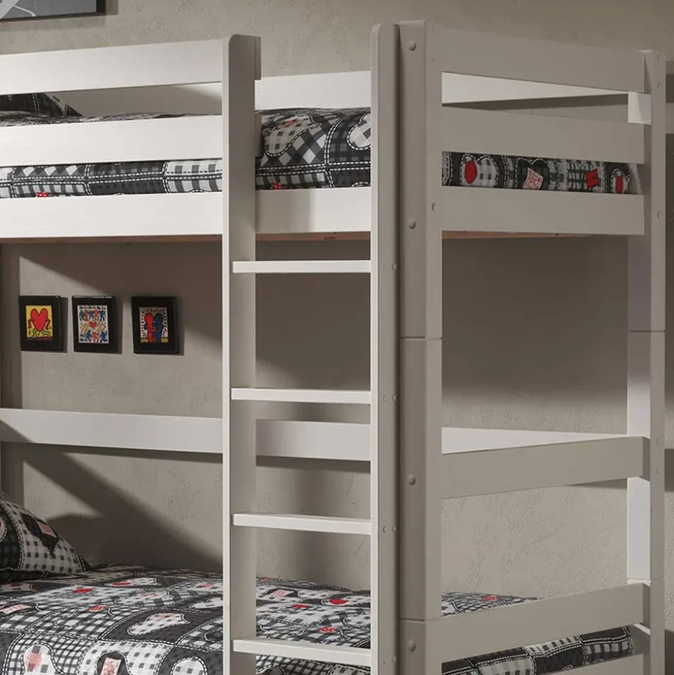 Weißes Etagenbett mit Ausziehbett - Sun