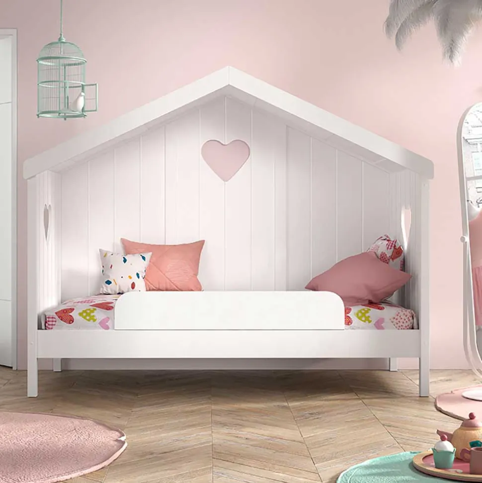 Weißes Hausbett dreiseitig geschlossen - Grandory