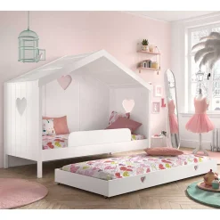 Weißes Hausbett dreiseitig geschlossen - Grandory